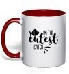 Mug with a colored handle I am the cutest catch red фото
