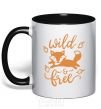 Mug with a colored handle Wild free fox black фото