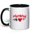 Mug with a colored handle Mommy plus me black фото