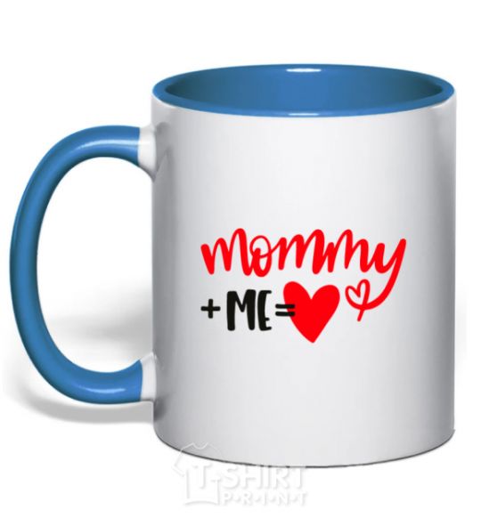 Mug with a colored handle Mommy plus me royal-blue фото