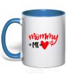 Mug with a colored handle Mommy plus me royal-blue фото