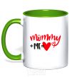 Mug with a colored handle Mommy plus me kelly-green фото