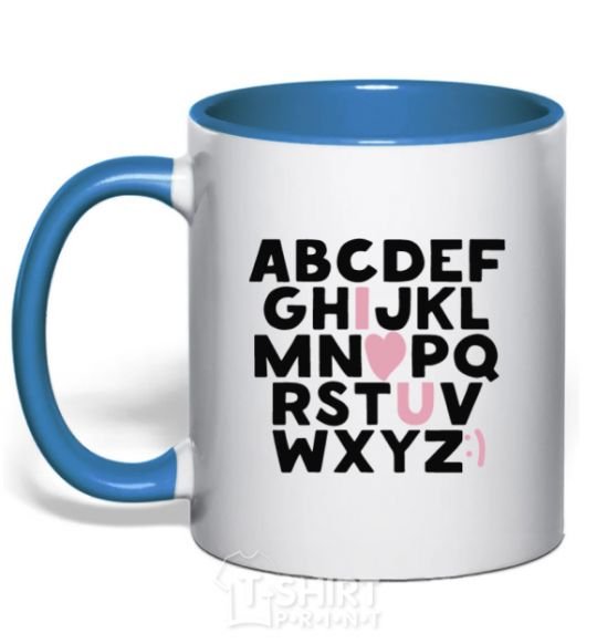 Mug with a colored handle Alphabet royal-blue фото