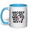 Mug with a colored handle Alphabet sky-blue фото