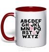 Mug with a colored handle Alphabet red фото