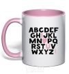 Mug with a colored handle Alphabet light-pink фото