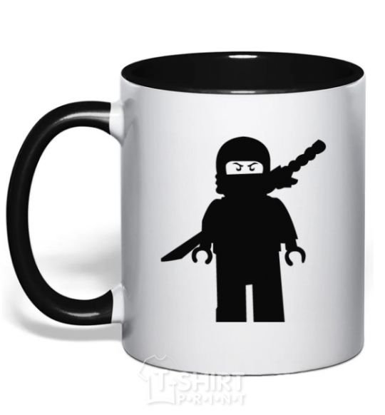 Mug with a colored handle Lego warrior black фото