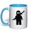 Mug with a colored handle Lego warrior sky-blue фото