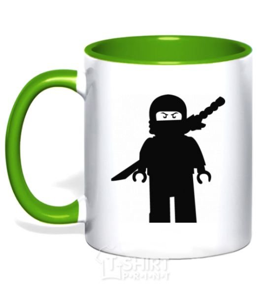 Mug with a colored handle Lego warrior kelly-green фото