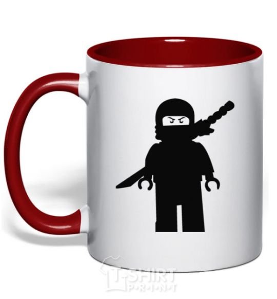 Mug with a colored handle Lego warrior red фото