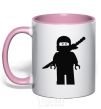 Mug with a colored handle Lego warrior light-pink фото