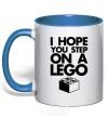 Mug with a colored handle I hope you step on a lego royal-blue фото