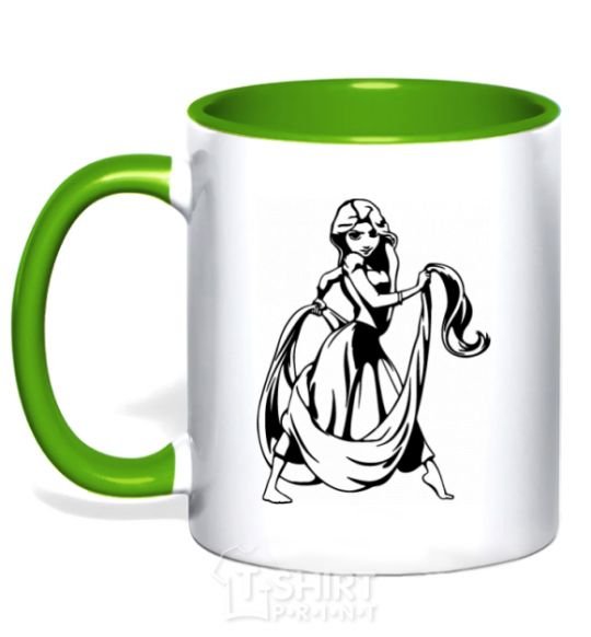 Mug with a colored handle Rapunzel V.1 kelly-green фото
