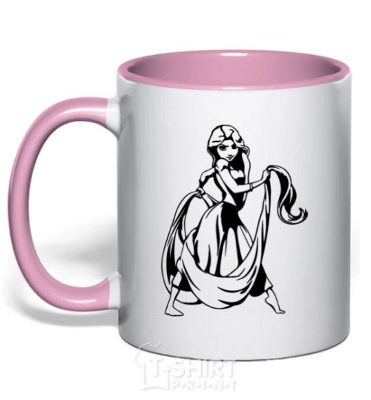 Mug with a colored handle Rapunzel V.1 light-pink фото