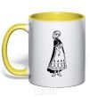 Mug with a colored handle Anna yellow фото