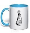 Mug with a colored handle Anna sky-blue фото