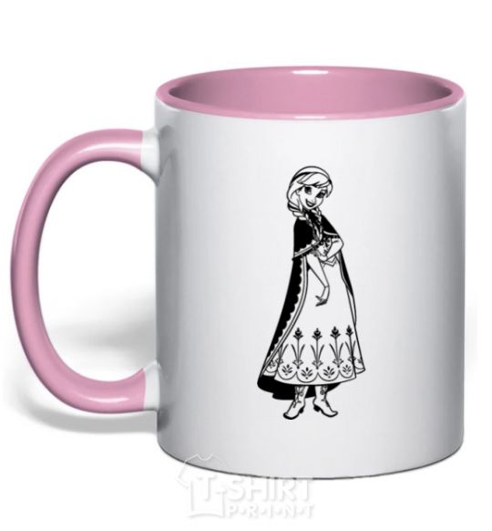 Mug with a colored handle Anna light-pink фото