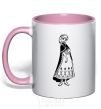 Mug with a colored handle Anna light-pink фото