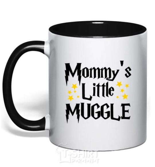 Mug with a colored handle Mommys little muggle black фото