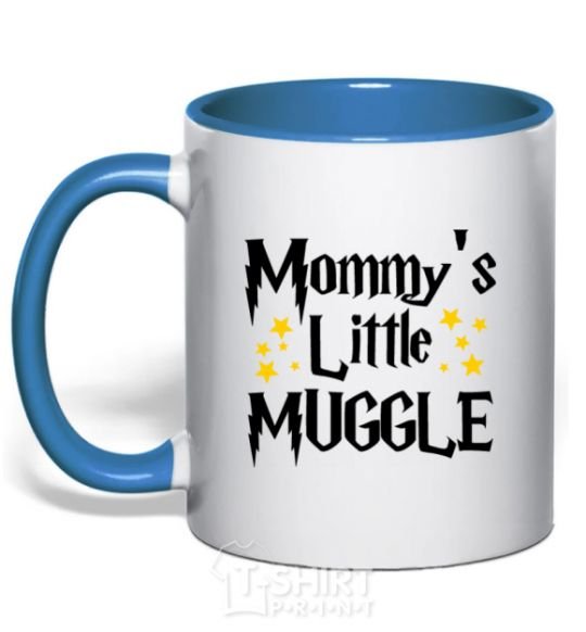 Mug with a colored handle Mommys little muggle royal-blue фото