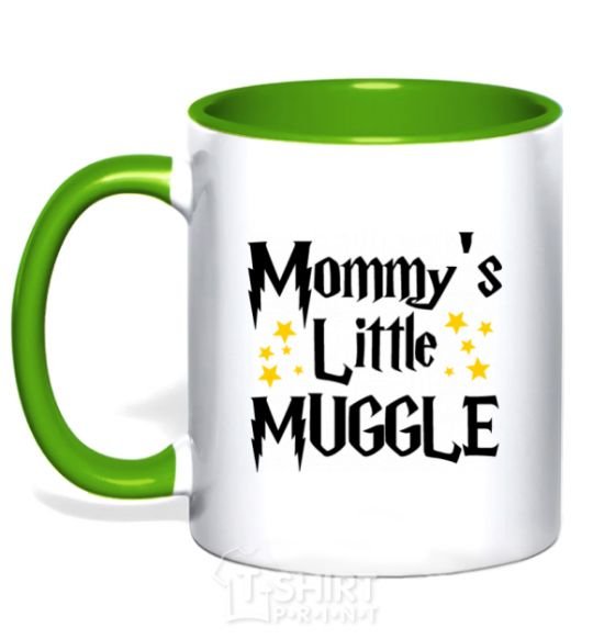 Mug with a colored handle Mommys little muggle kelly-green фото