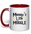 Mug with a colored handle Mommys little muggle red фото