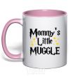 Mug with a colored handle Mommys little muggle light-pink фото