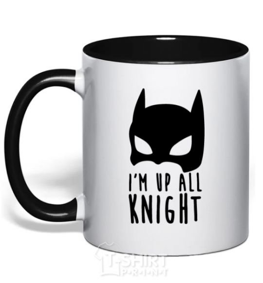 Mug with a colored handle I am up all night black фото