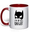 Mug with a colored handle I am up all night red фото