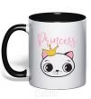 Mug with a colored handle Kitten princess black фото