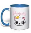 Mug with a colored handle Kitten princess royal-blue фото