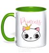 Mug with a colored handle Kitten princess kelly-green фото