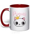 Mug with a colored handle Kitten princess red фото