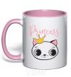 Mug with a colored handle Kitten princess light-pink фото