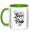 Mug with a colored handle A true love story never ends kelly-green фото