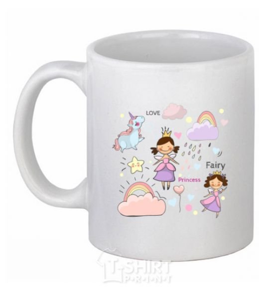 Чашка керамическая Cute princesses Белый фото