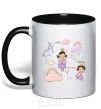 Mug with a colored handle Cute princesses black фото