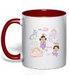 Mug with a colored handle Cute princesses red фото