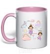 Mug with a colored handle Cute princesses light-pink фото