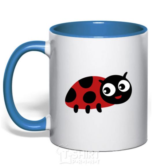 Mug with a colored handle Ladybug royal-blue фото