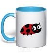 Mug with a colored handle Ladybug sky-blue фото
