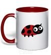 Mug with a colored handle Ladybug red фото