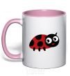 Mug with a colored handle Ladybug light-pink фото