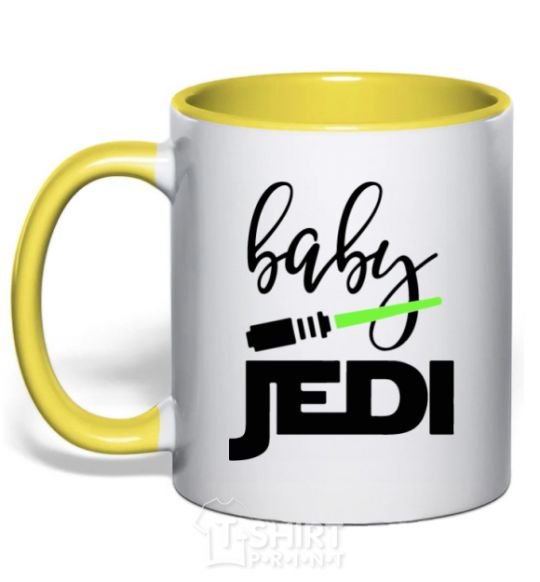 Mug with a colored handle Baby Jedi yellow фото