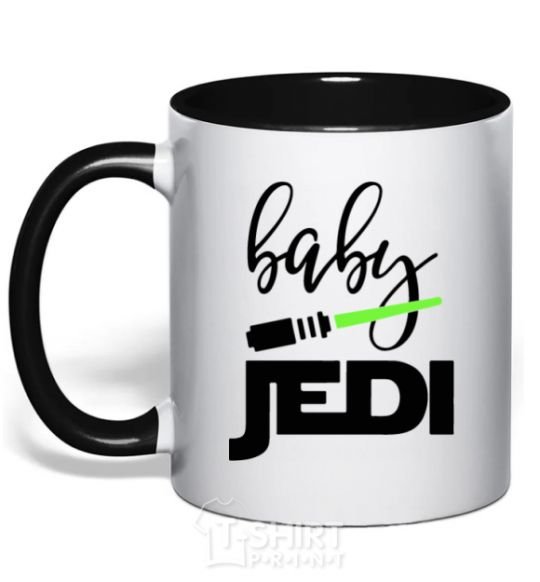 Mug with a colored handle Baby Jedi black фото