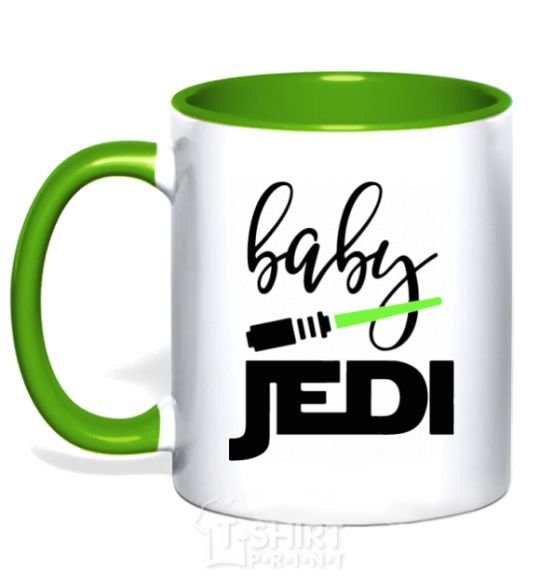 Mug with a colored handle Baby Jedi kelly-green фото