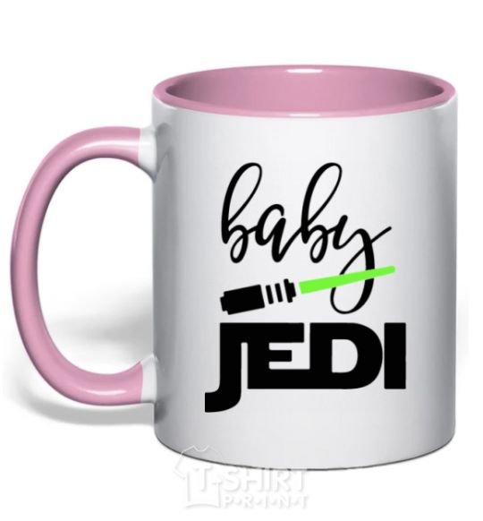 Mug with a colored handle Baby Jedi light-pink фото