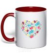 Mug with a colored handle Spring print red фото