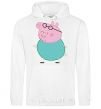 Men`s hoodie Papa Pig White фото