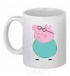 Ceramic mug Papa Pig White фото